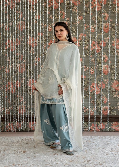Lawn - 3PC Embroidered Shirt With Khadi Net Embroidered Dupatta - 5313 - Sapphire Studios