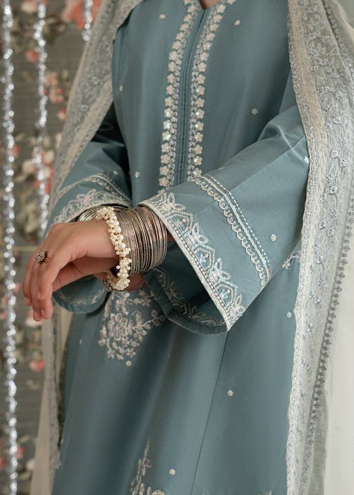 Lawn - 3PC Embroidered Shirt With Khadi Net Embroidered Dupatta - 5313 - Sapphire Studios