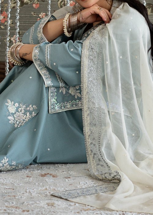 Lawn - 3PC Embroidered Shirt With Khadi Net Embroidered Dupatta - 5313 - Sapphire Studios