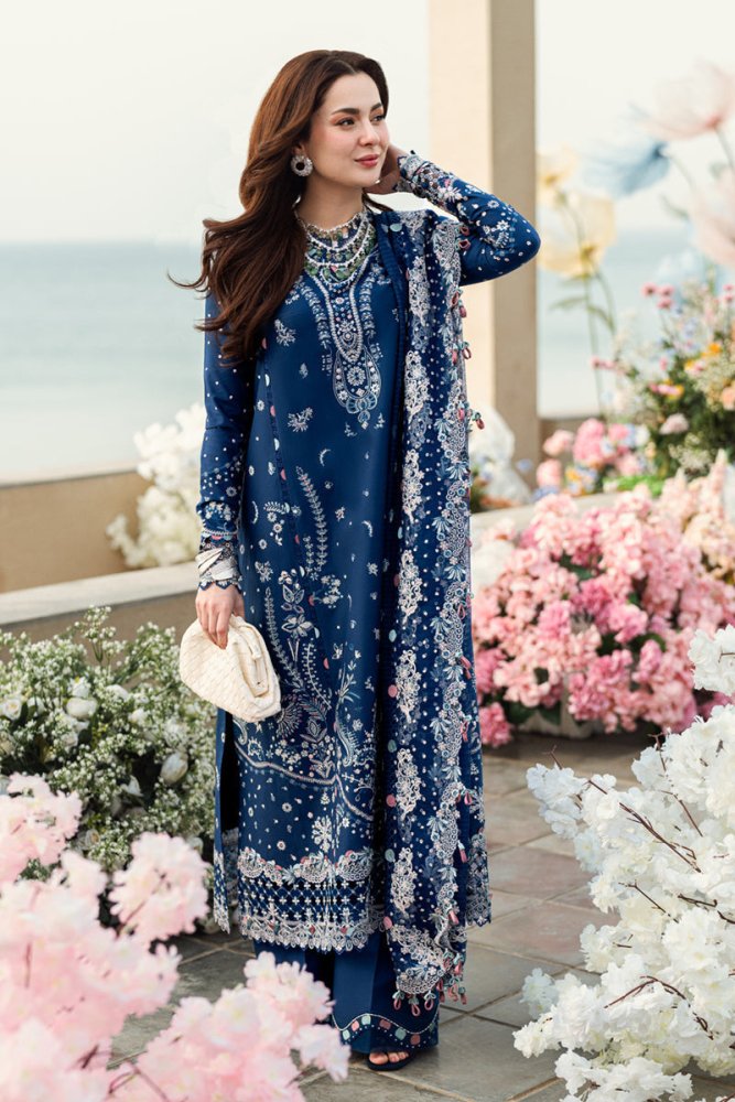 Lawn - 3PC Embroidered Shirt With Khadi Net Embroidered Dupatta - 5403 - Sapphire Studios