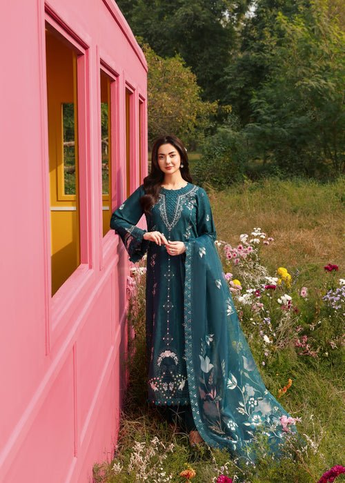 Lawn - 3PC Embroidered Shirt With Khadi Net Printed Dupatta - 5263 - Sapphire Studios