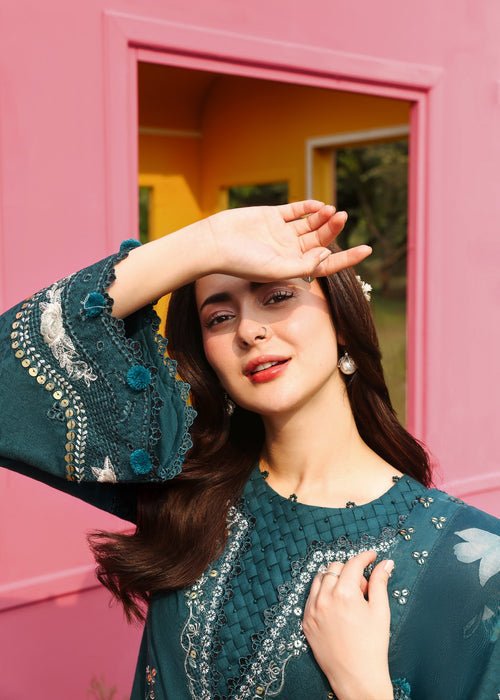 Lawn - 3PC Embroidered Shirt With Khadi Net Printed Dupatta - 5263 - Sapphire Studios