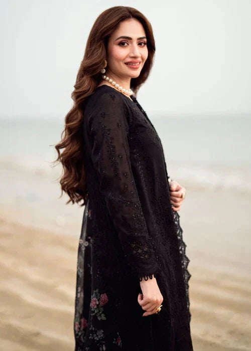 Lawn - 3PC Embroidered Shirt with Organza Digital Printed Dupatta - 1378 - Sapphire Studios