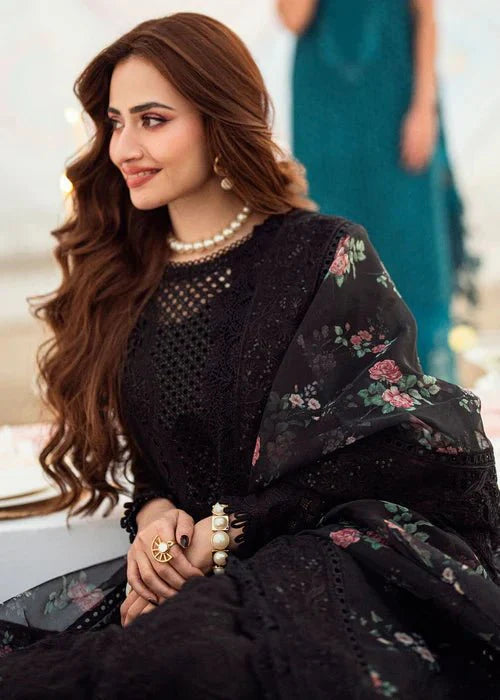 Lawn - 3PC Embroidered Shirt with Organza Digital Printed Dupatta - 1378 - Sapphire Studios