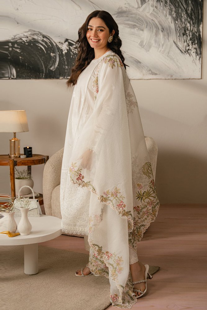 Lawn - 3PC Embroidered Shirt with Organza Embroidered Dupatta - 1069 - Sapphire Studios
