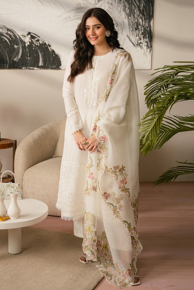 Lawn - 3PC Embroidered Shirt with Organza Embroidered Dupatta - 1069 - Sapphire Studios