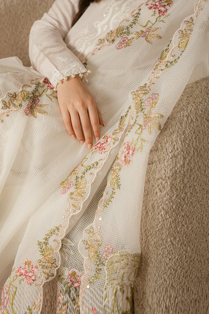 Lawn - 3PC Embroidered Shirt with Organza Embroidered Dupatta - 1069 - Sapphire Studios