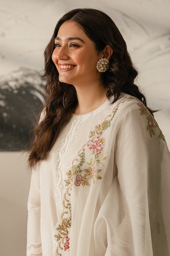 Lawn - 3PC Embroidered Shirt with Organza Embroidered Dupatta - 1069 - Sapphire Studios
