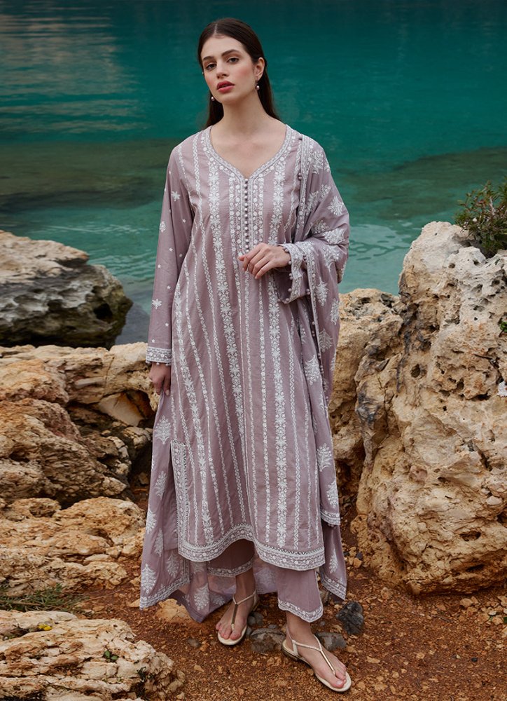 Lawn - 3PC Embroidered Shirt with Organza Embroidered Dupatta - 1370 - Sapphire Studios