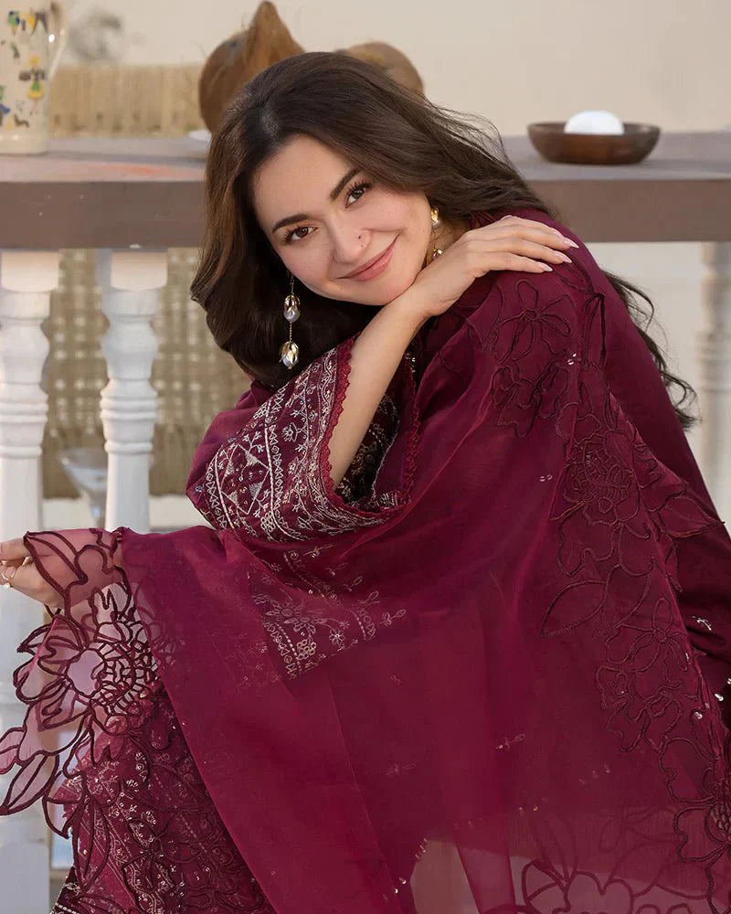 Lawn - 3PC Embroidered Shirt with Organza Embroidered Dupatta - 5065 - Sapphire Studios