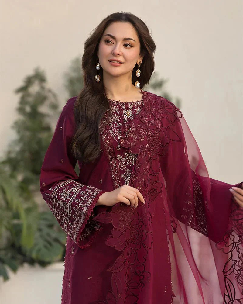 Lawn - 3PC Embroidered Shirt with Organza Embroidered Dupatta - 5065 - Sapphire Studios