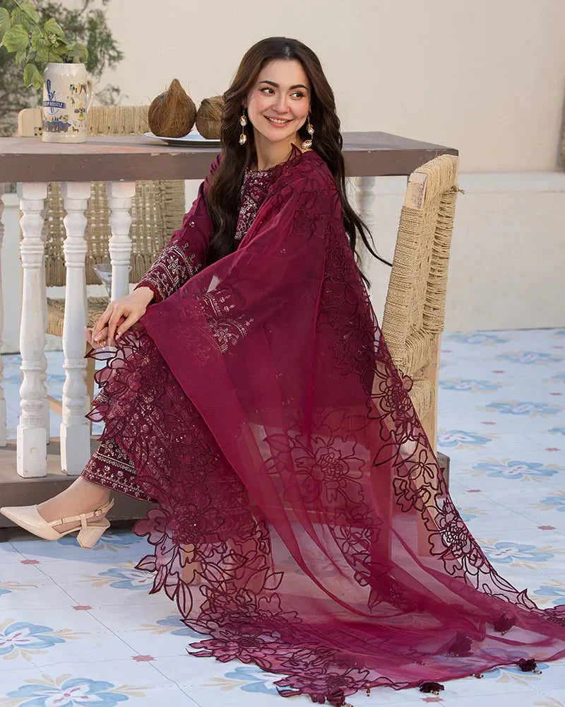 Lawn - 3PC Embroidered Shirt with Organza Embroidered Dupatta - 5065 - Sapphire Studios