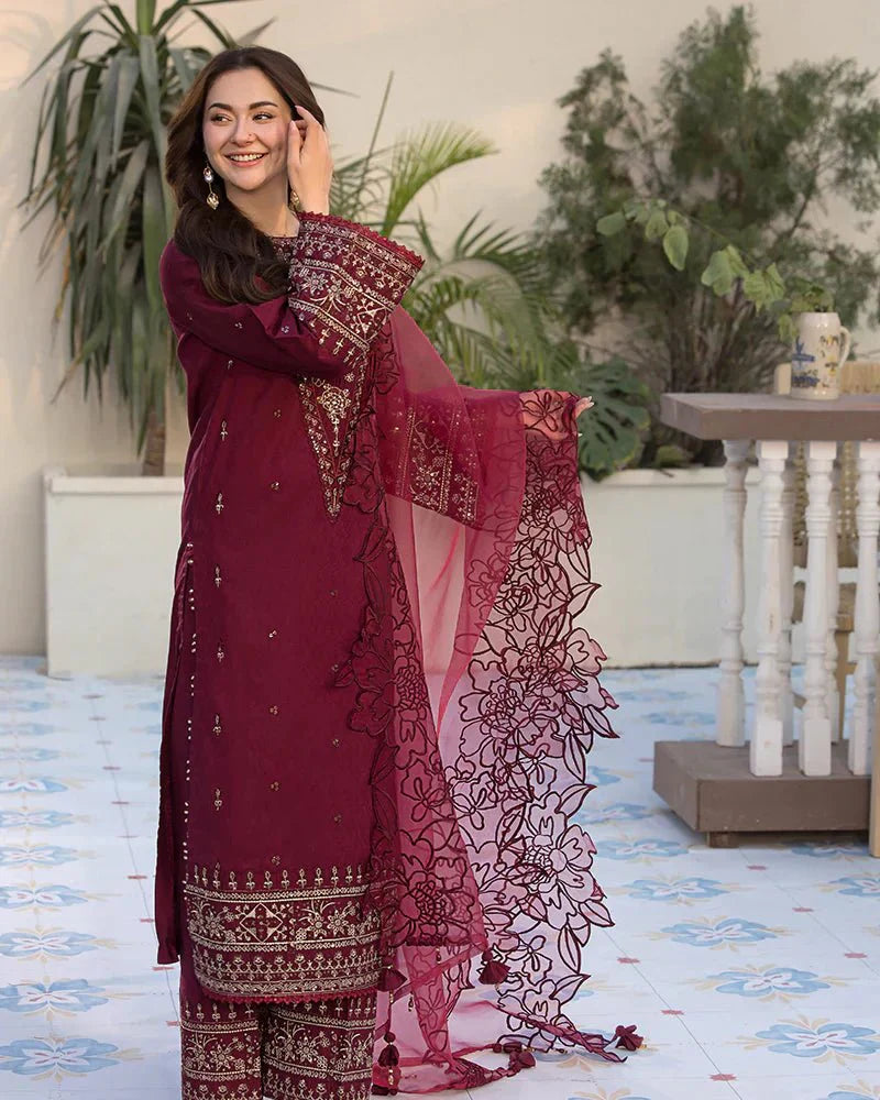 Lawn - 3PC Embroidered Shirt with Organza Embroidered Dupatta - 5065 - Sapphire Studios