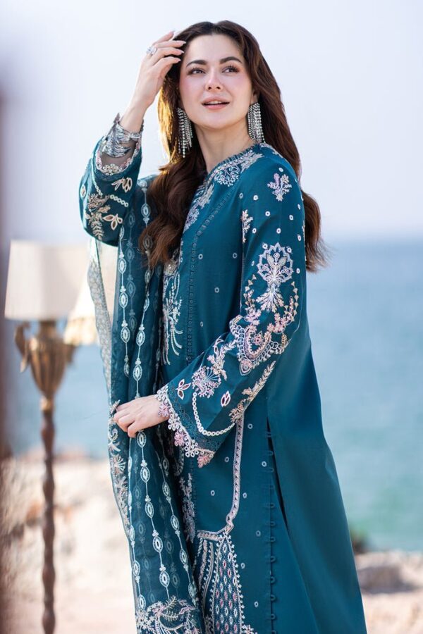 Lawn - 3PC Embroidered Shirt with Organza Embroidered Dupatta - 5177 - Sapphire Studios