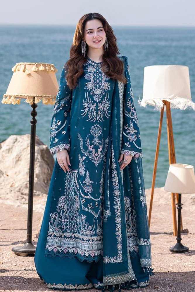 Lawn - 3PC Embroidered Shirt with Organza Embroidered Dupatta - 5177 - Sapphire Studios