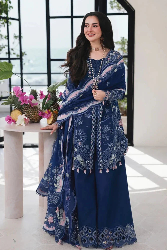 Lawn - 3PC Embroidered Shirt with Organza Embroidered Dupatta - 5222 - Sapphire Studios
