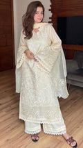 Lawn - 3PC Embroidered Shirt With Organza Embroidered Dupatta - 5307 - Sapphire Studios