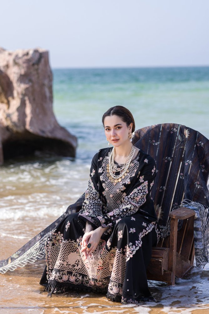 Lawn - 3PC Embroidered Shirt With Organza Embroidered Dupatta - 5400 - Sapphire Studios