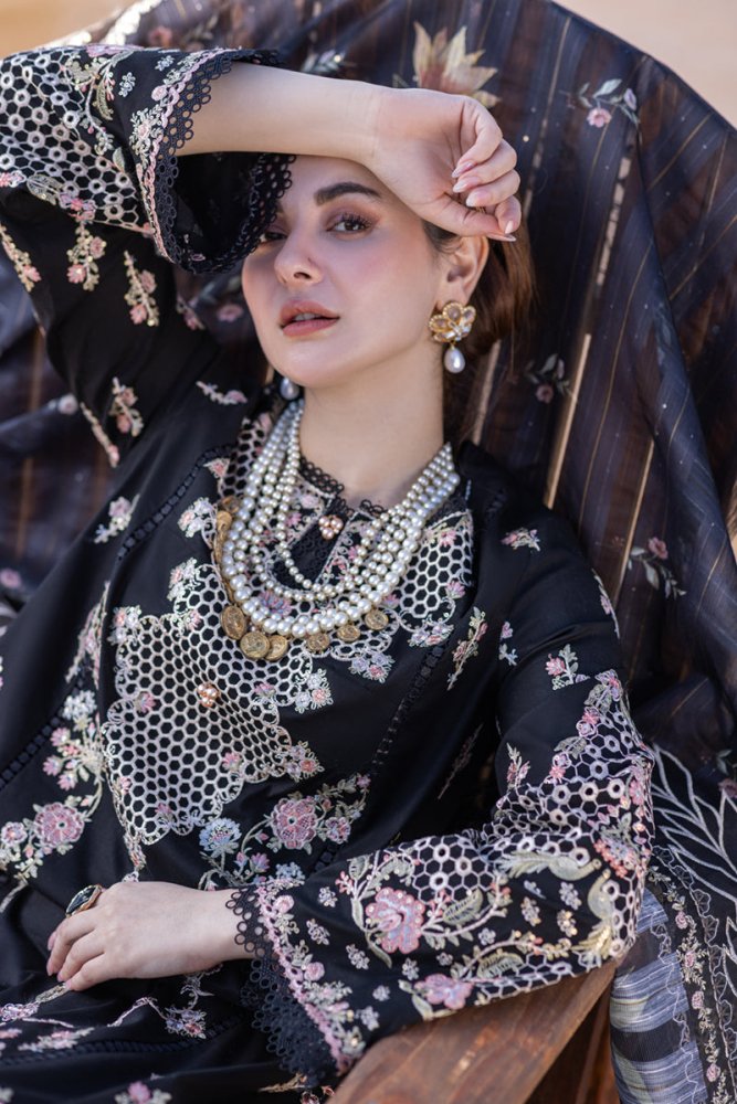 Lawn - 3PC Embroidered Shirt With Organza Embroidered Dupatta - 5400 - Sapphire Studios
