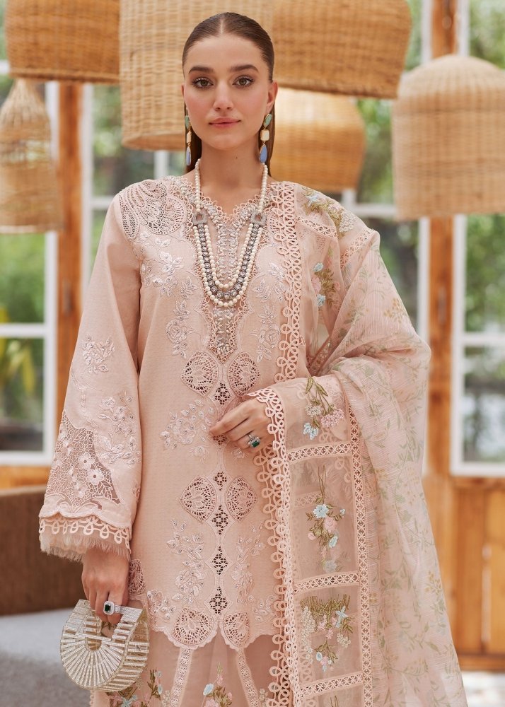 Lawn - 3PC Embroidered Shirt with Organza Printed Dupatta with Embroidery - 5109 - Sapphire Studios