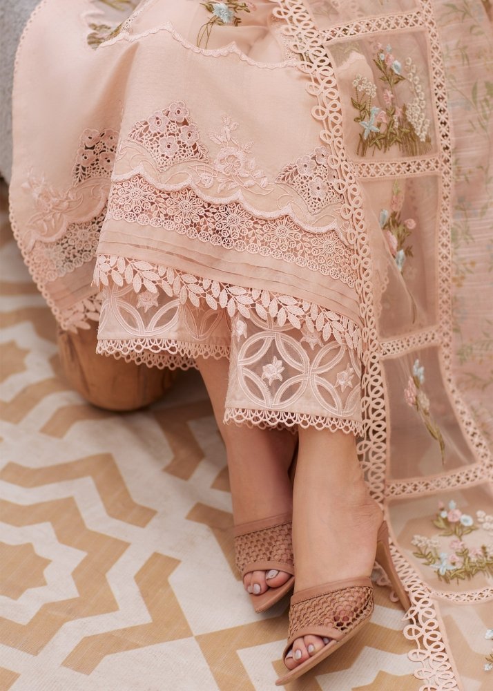 Lawn - 3PC Embroidered Shirt with Organza Printed Dupatta with Embroidery - 5109 - Sapphire Studios