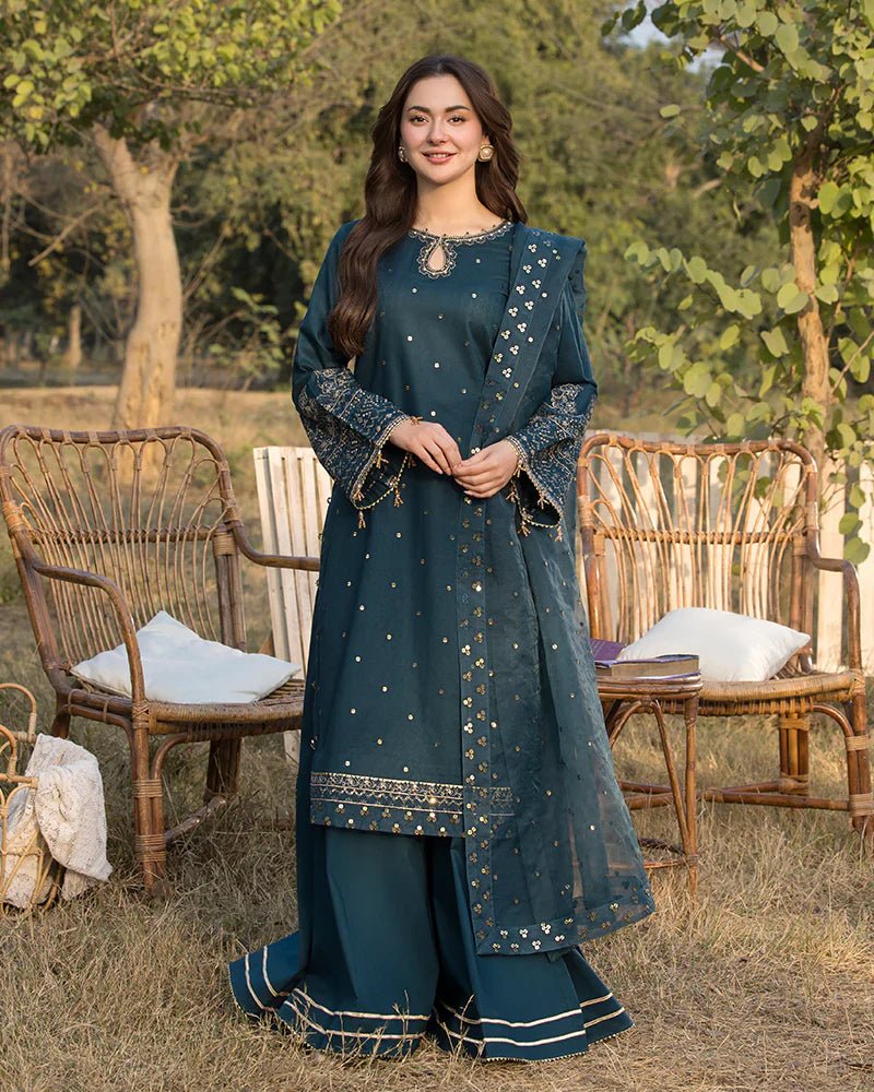 Lawn - 3PC Embroidered Shirt with Organza Sequins Embroidered Dupatta - 5062 - Sapphire Studios