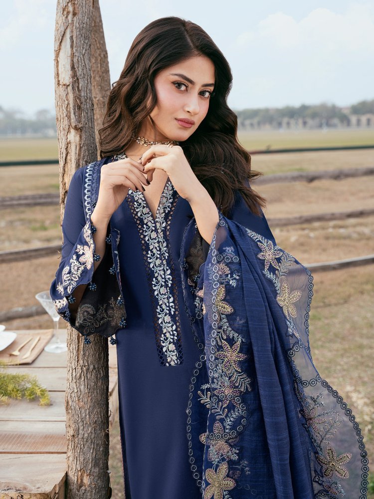 Lawn - 3PC Embroidered Suit With Organza Embroidered Dupatta - 5270 - Sapphire Studios