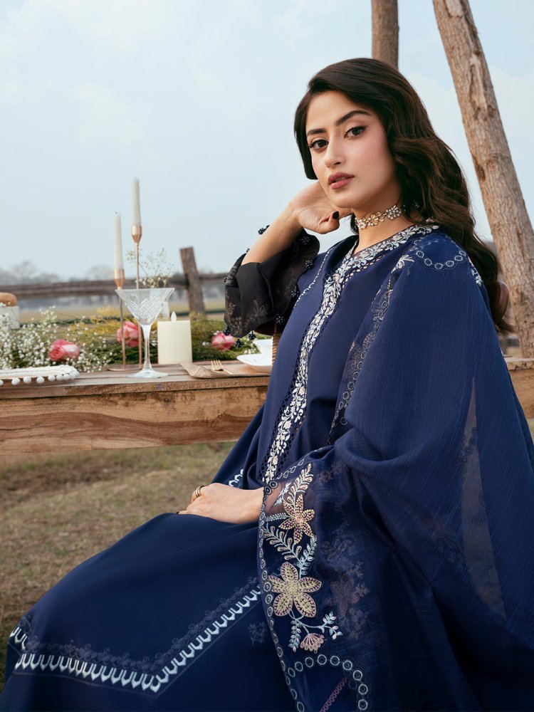 Lawn - 3PC Embroidered Suit With Organza Embroidered Dupatta - 5270 - Sapphire Studios