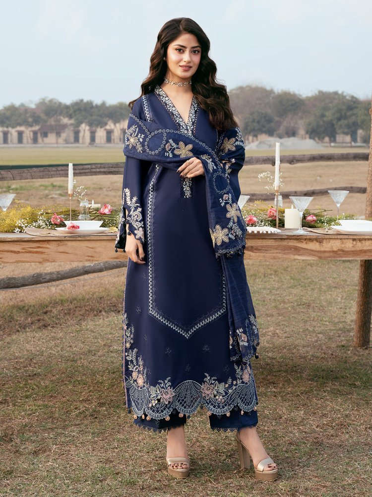 Lawn - 3PC Embroidered Suit With Organza Embroidered Dupatta - 5270 - Sapphire Studios