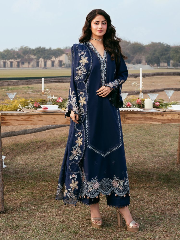Lawn - 3PC Embroidered Suit With Organza Embroidered Dupatta - 5270 - Sapphire Studios