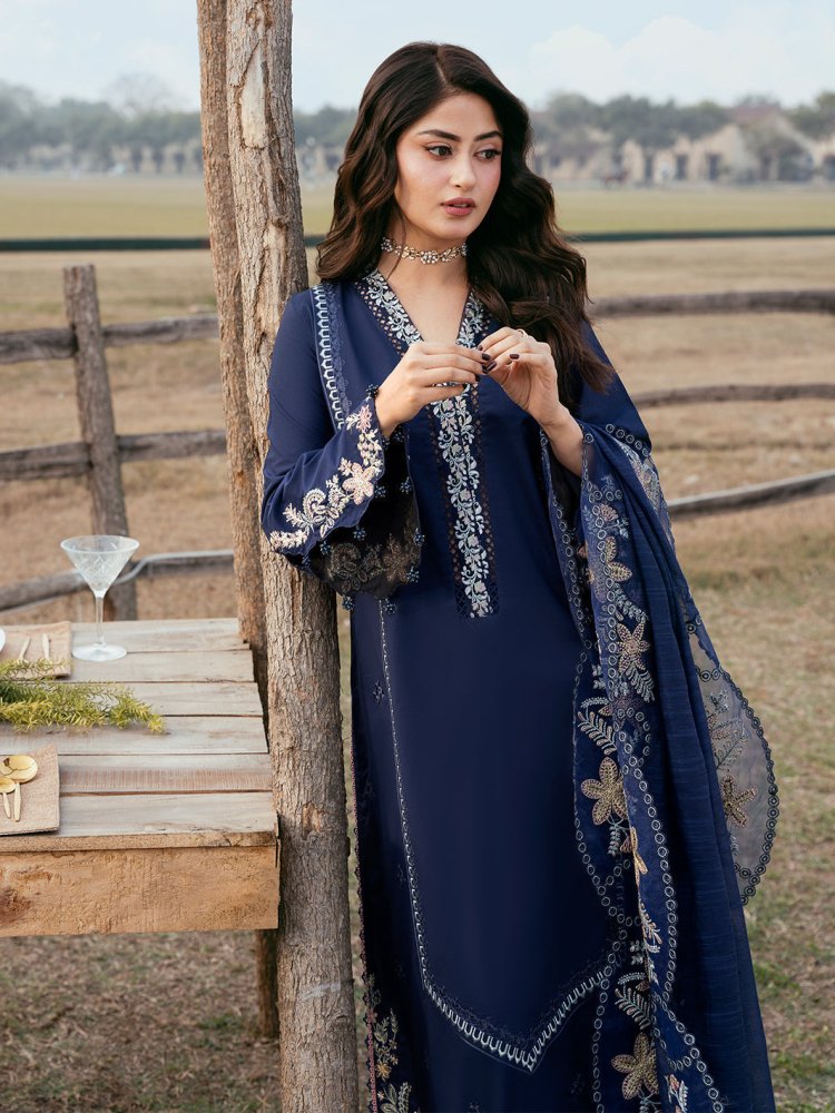 Lawn - 3PC Embroidered Suit With Organza Embroidered Dupatta - 5270 - Sapphire Studios