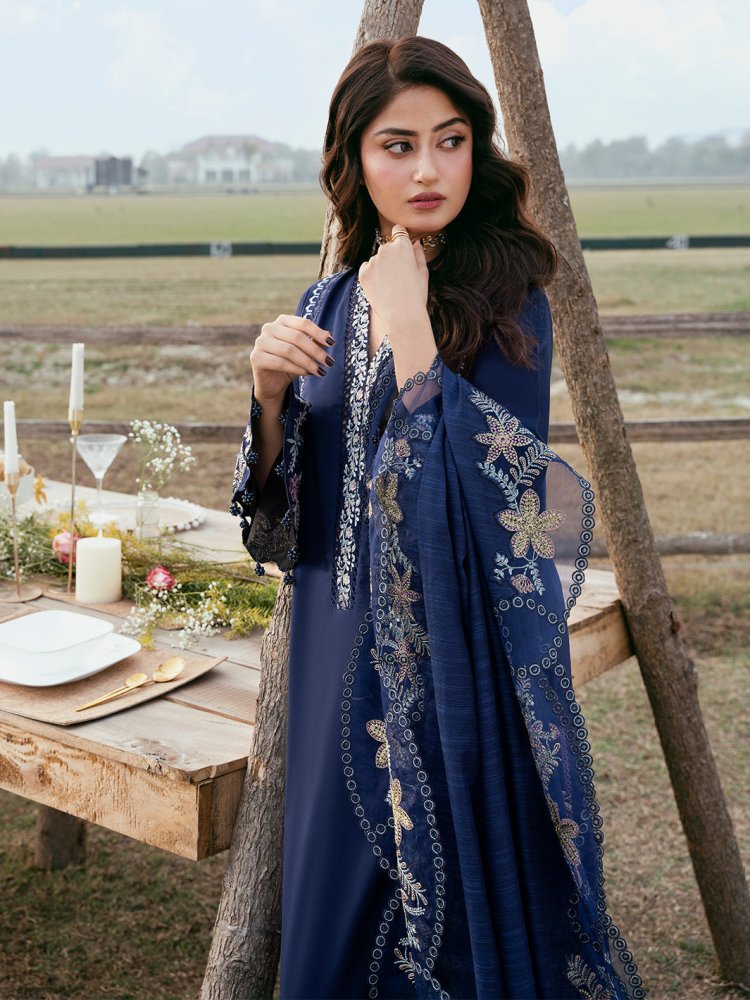 Lawn - 3PC Embroidered Suit With Organza Embroidered Dupatta - 5270 - Sapphire Studios