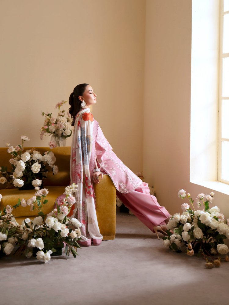 Lawn - 3PC Embroidered With Chiffon Digital Printed Dupatta - 5224 - Sapphire Studios