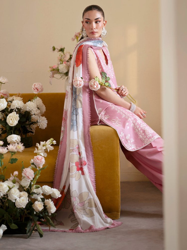 Lawn - 3PC Embroidered With Chiffon Digital Printed Dupatta - 5224 - Sapphire Studios