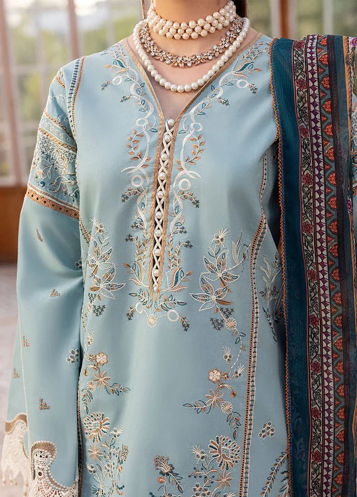 Lawn - 3PC Embroidered With Chiffon Digital Printed Dupatta - 5266 - Sapphire Studios