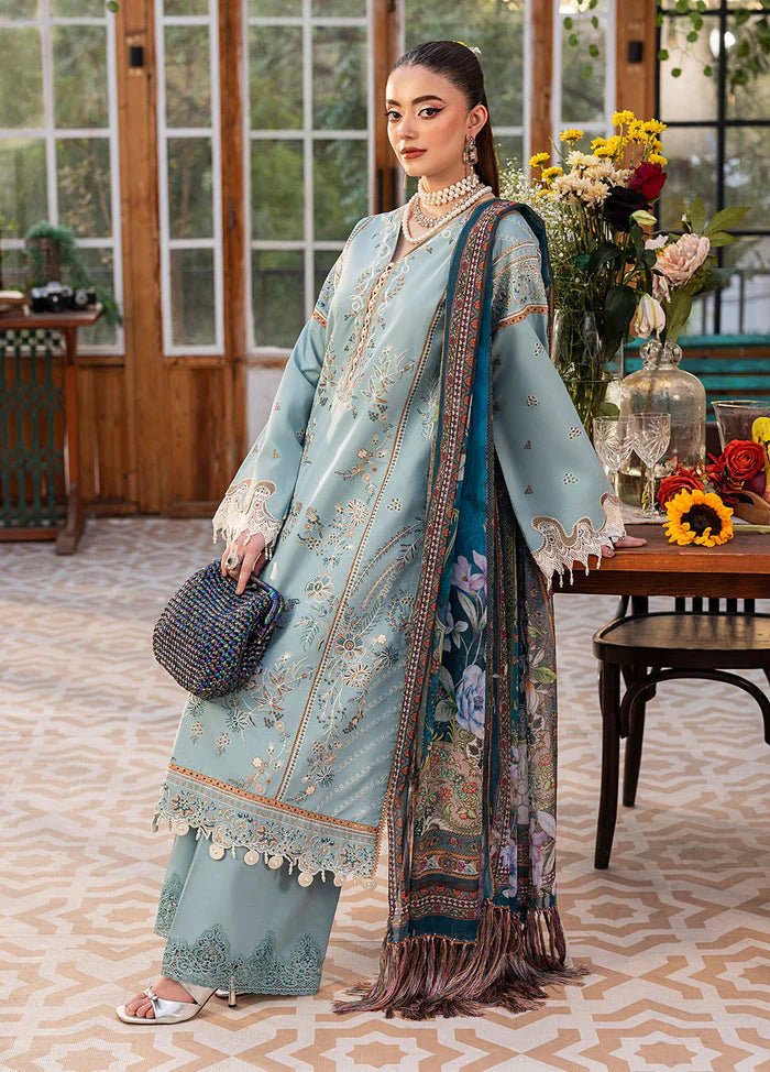 Lawn - 3PC Embroidered With Chiffon Digital Printed Dupatta - 5266 - Sapphire Studios