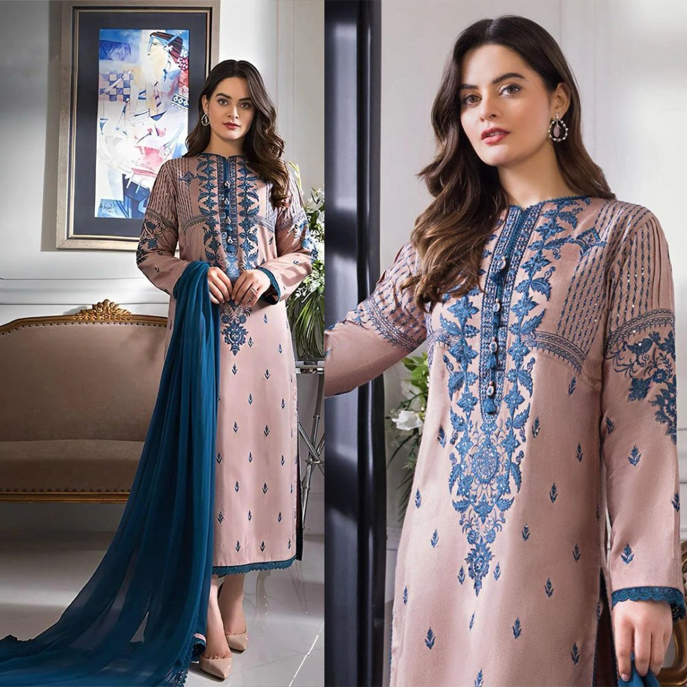 Lawn - 3PC Embroidered With Chiffon Dupatta - 5063 - Sapphire Studios
