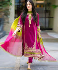 Lawn - 3PC Embroidered With Chiffon Dye N Dye Dupatta - 5023 - Sapphire Studios