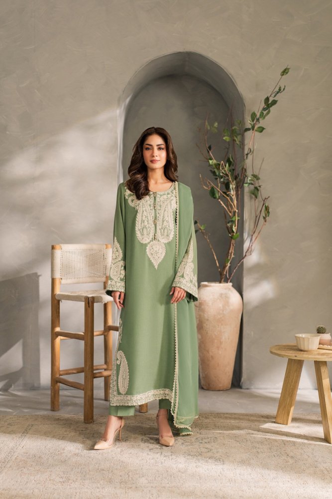 Lawn - 3PC Embroidered With Chiffon Ready to Wear Dupatta - 5221 - Sapphire Studios