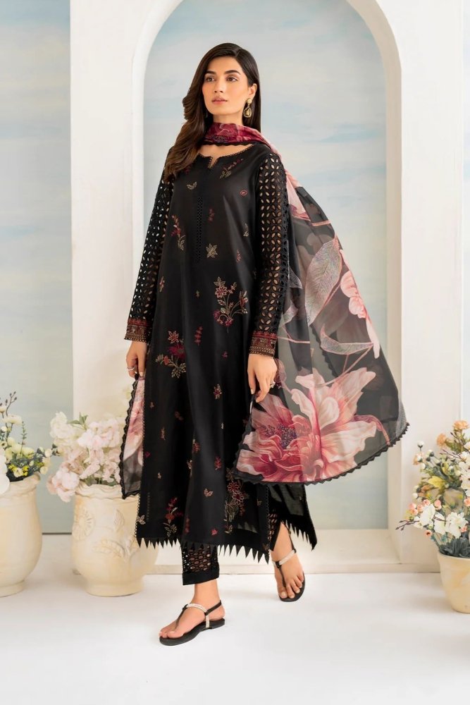 Lawn - 3PC Embroidered with Digital Printed Jacquard Dupatta - 5074 - Sapphire Studios