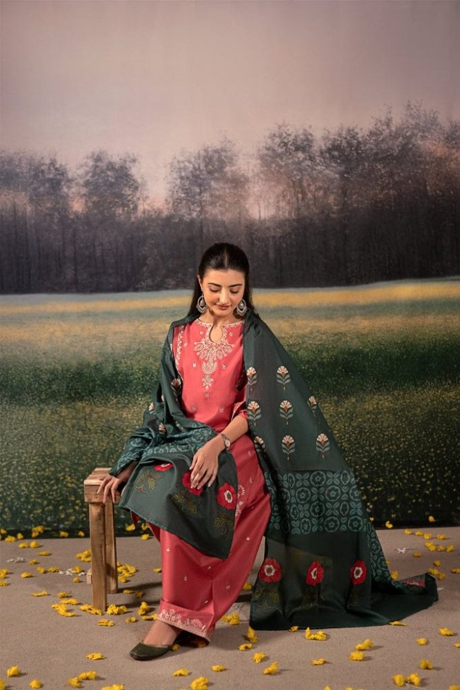Lawn 3PC Embroidered with Digital Printed Jacquard Dupatta - 5092 - Sapphire Studios