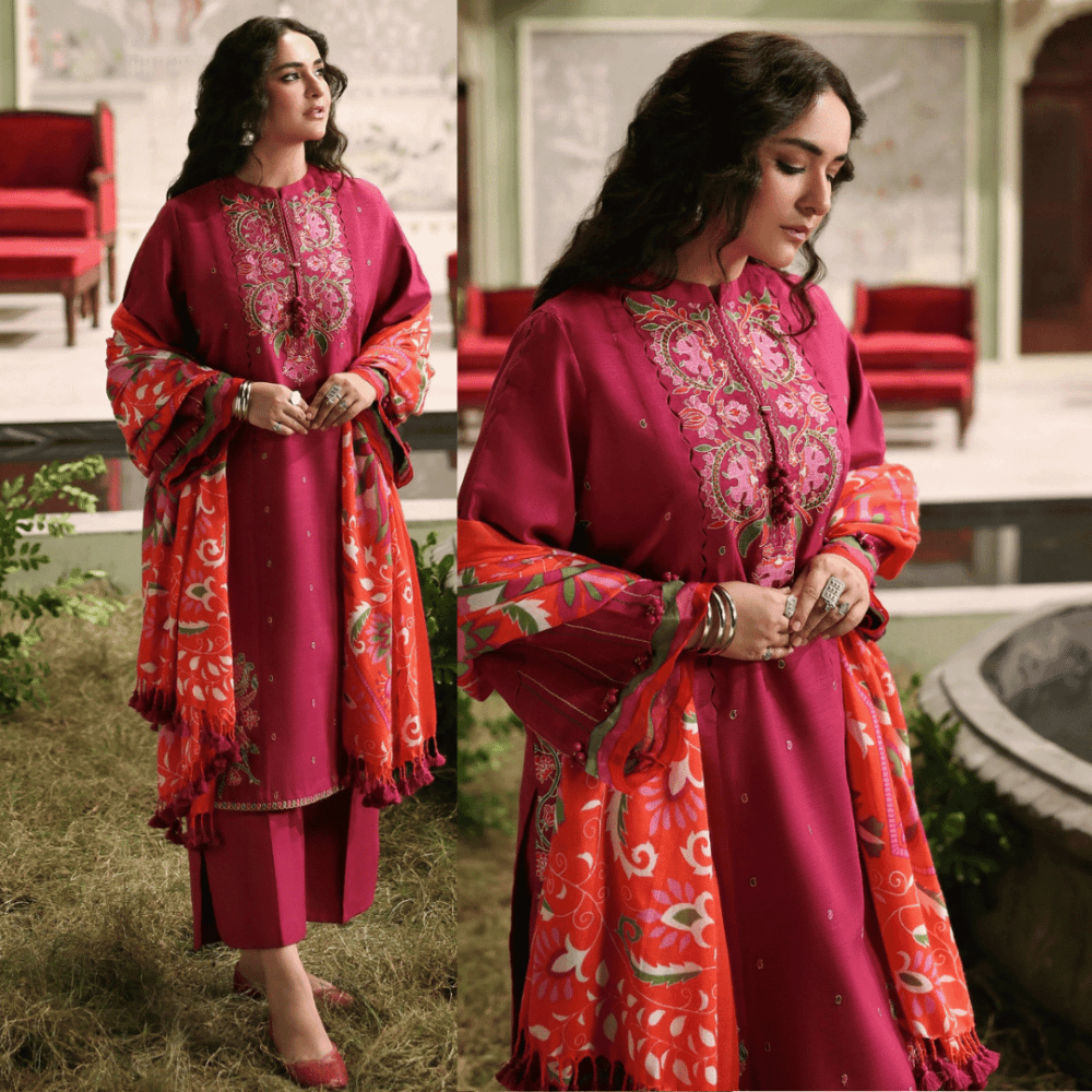 Lawn - 3PC Embroidered With Digital Printed Jacquard Dupatta - 5094 - Sapphire Studios