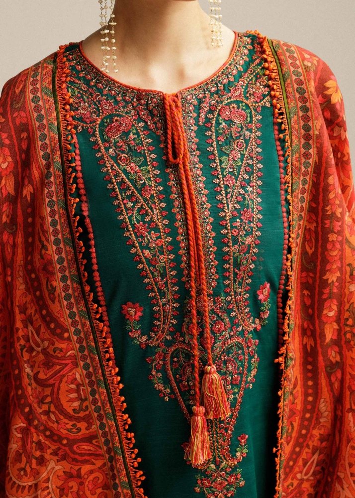 Lawn - 3PC Embroidered with Digital Printed Jacquard Dupatta - 5113 - Sapphire Studios