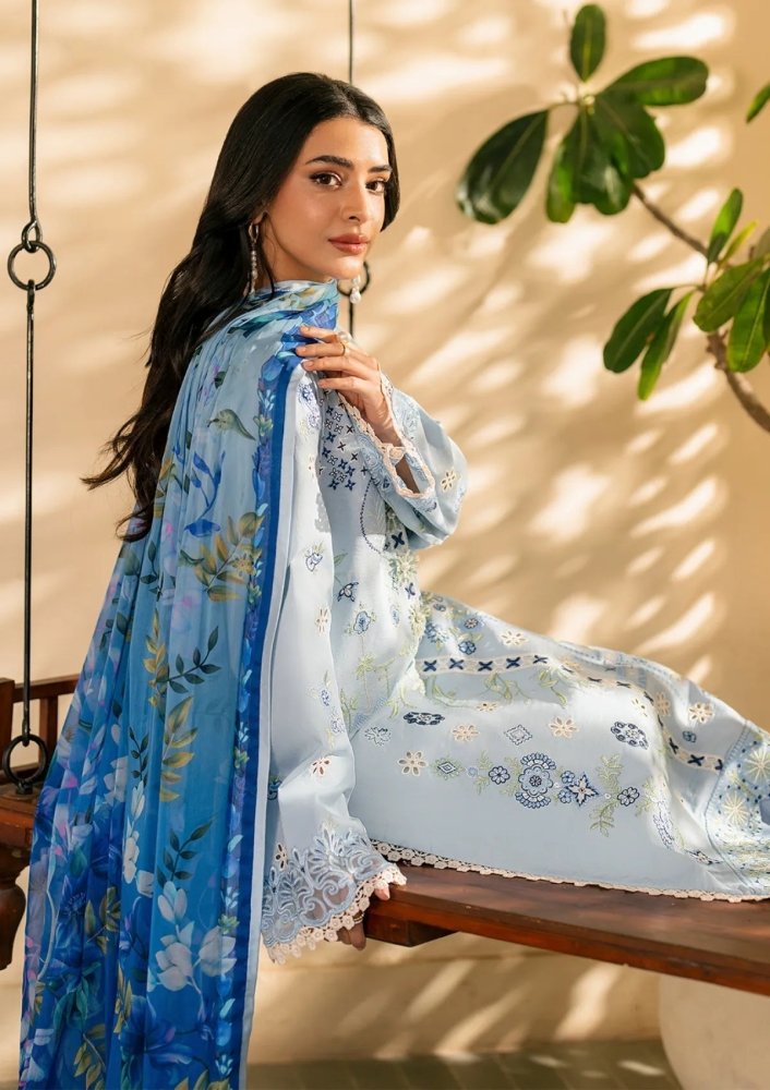 Lawn - 3PC Embroidered with Digital Printed Jacquard Dupatta - 5200 - Sapphire Studios