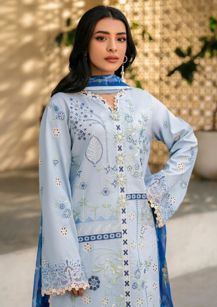 Lawn - 3PC Embroidered with Digital Printed Jacquard Dupatta - 5200 - Sapphire Studios