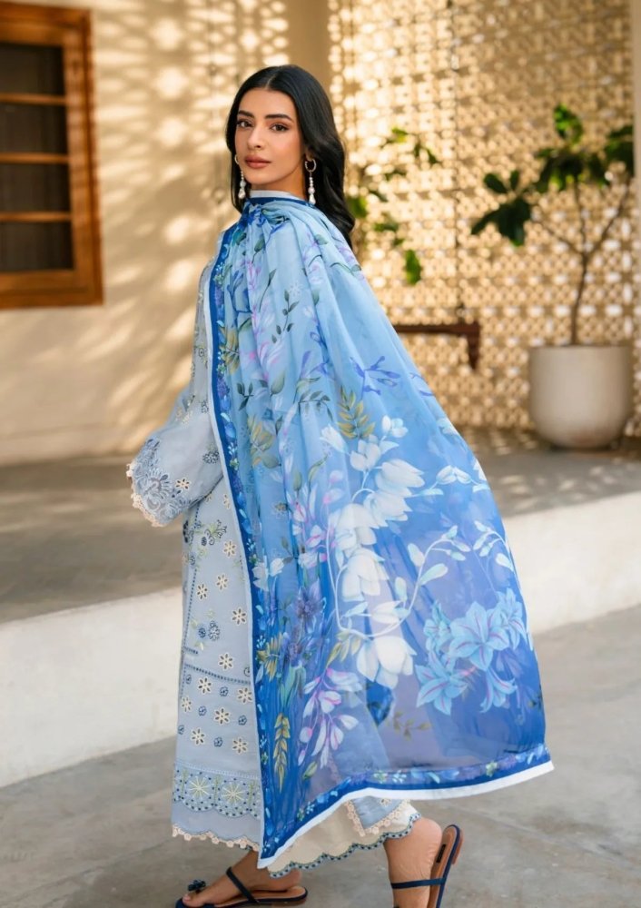 Lawn - 3PC Embroidered with Digital Printed Jacquard Dupatta - 5200 - Sapphire Studios