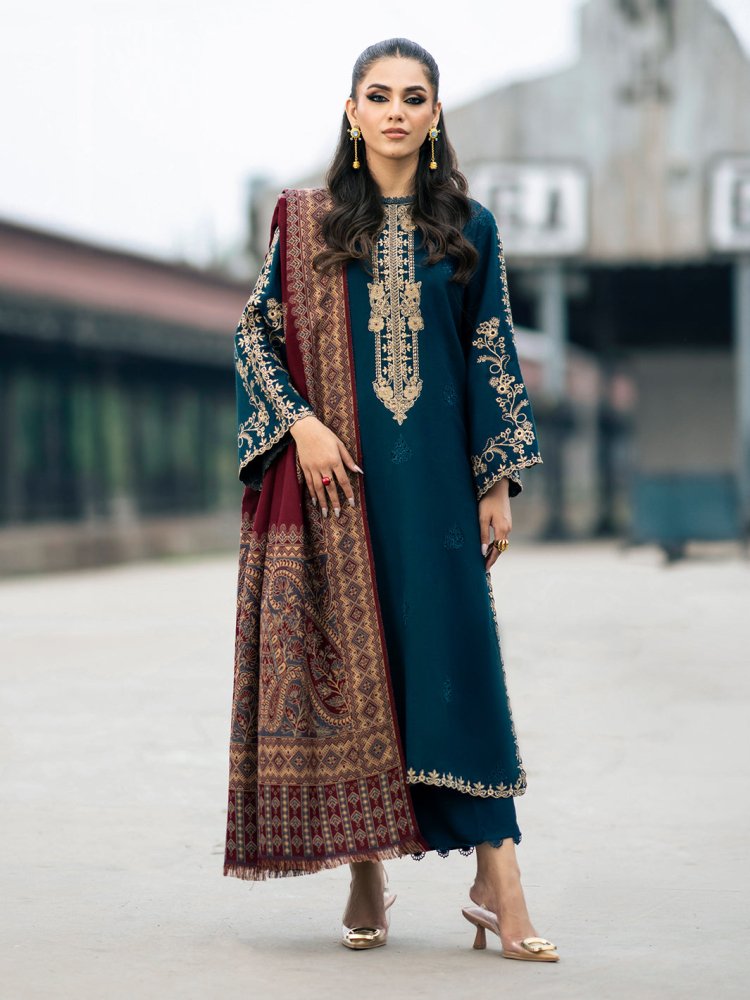 Lawn - 3PC Embroidered With Digital Printed Jacquard Dupatta - 5217 - Sapphire Studios