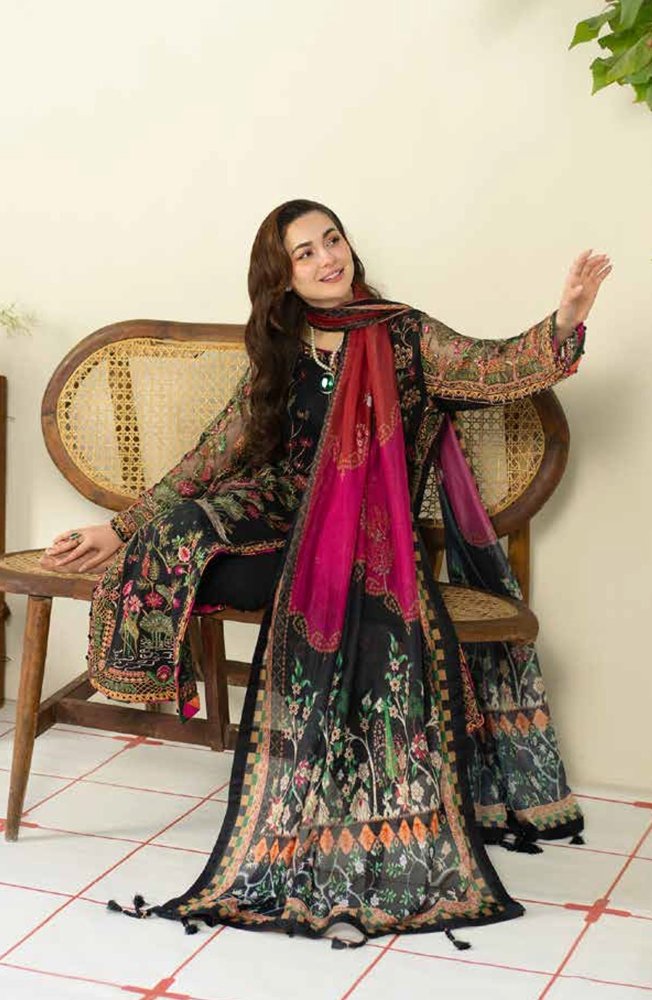 Lawn 3PC Embroidered With Digital Printed Jauqard Dupatta - 5215 - Sapphire Studios