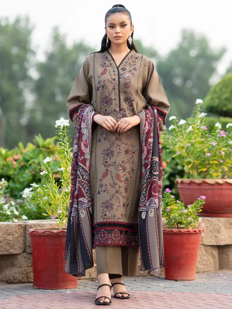 Lawn 3PC Embroidered With Digital Printed Jauqard Dupatta - 5238 - Sapphire Studios