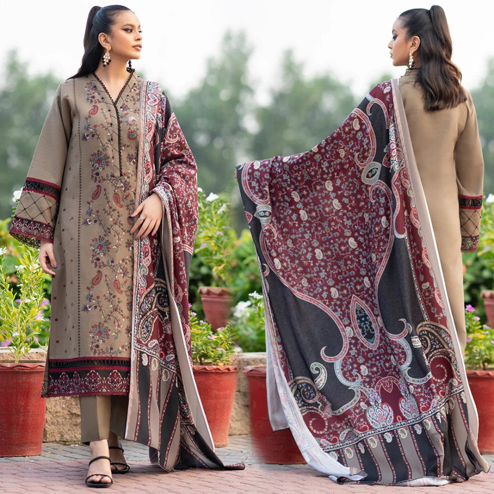 Lawn 3PC Embroidered With Digital Printed Jauqard Dupatta - 5238 - Sapphire Studios